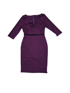 Rephyllis Ruffle-Neck Sheath Dress in Plum by Joseph Ribkoff